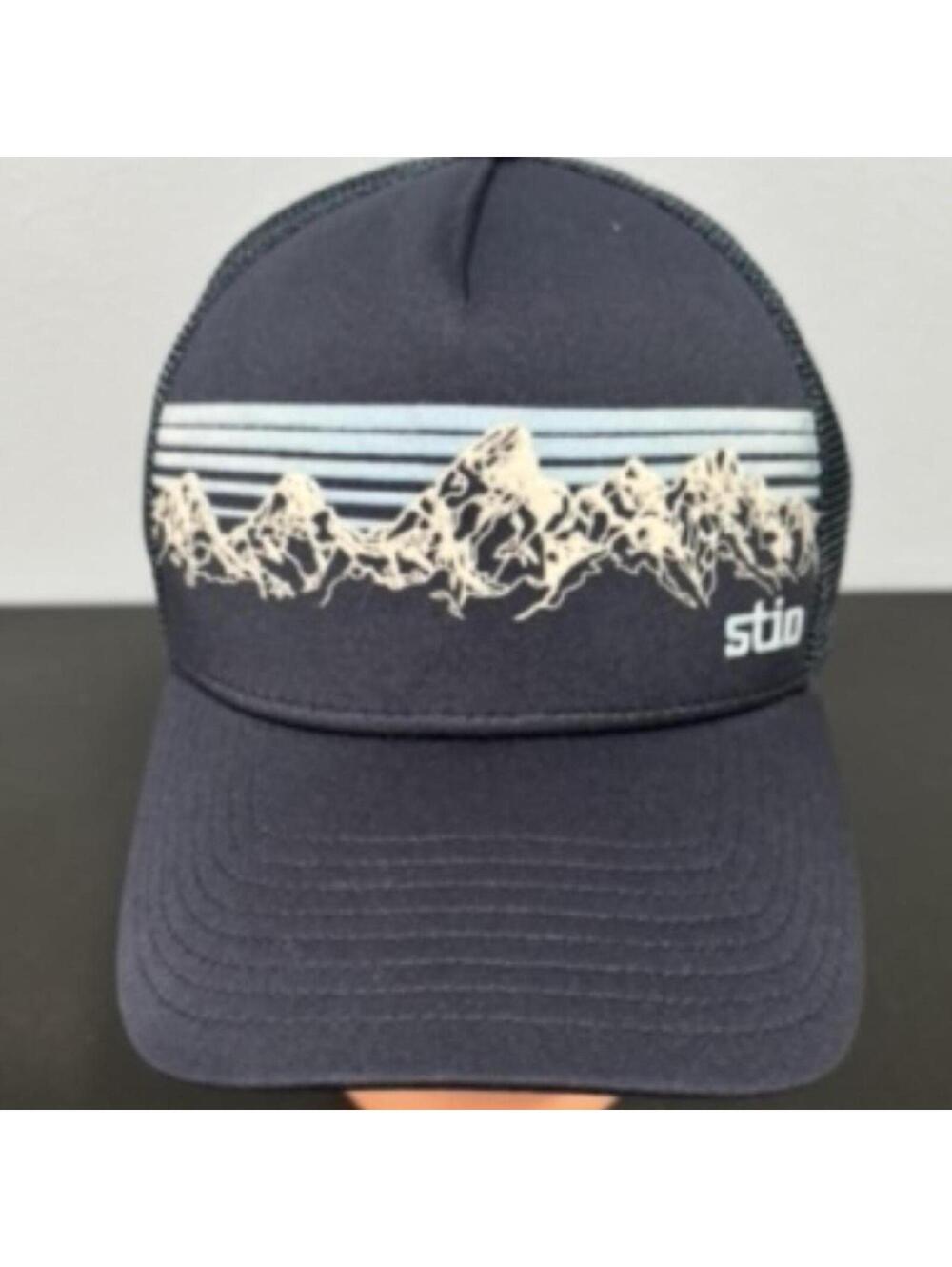 Stio Mountain Graphic Trucker Hat Navy Mesh Snapback